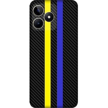 Realme C53 Uyumlu Sarı Lacivert Karbon Motif Desenli Silikon Kılıf