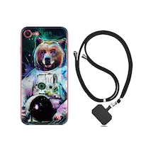 Apple Uyumlu iPhone 6 6S Kılıf Boyun Askılı Astronot Panda 1755