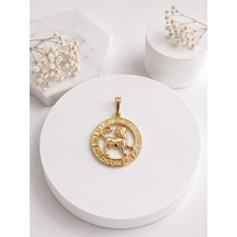 Melekcehobi Aslan Burcu Kolye Ucu / Xuping 14k Gold Kaplama Astroloji Madalyon Kolye Ucu Altın Rengi