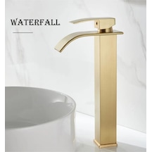 Banyo Çanak Lavabo Bataryası Mat Gold Renk Şelale Model