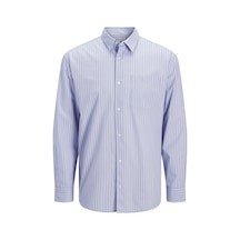 Jack & Jones Erkek Relaxed Fit Çizgili %100 Organik Pamuk Gömlek - Cole - 12288660 Celestial Blue