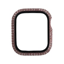 Apple Uyumlu  Watch 7 45 MM Gard 24 Kenarları Taşlı Sert Pc Koruyucu Gold