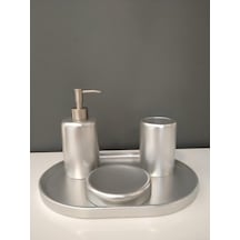 Selim Dekor 4 Parça Banyo Seti Victoria Gümüş
