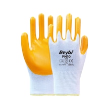 Beybi Nitril Pmk Pn10 9 Beden 12li Paket Polyester Örme Nitril Eldiven 4141a Nitril 1-2 Kaplama