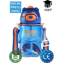 800 Ml Policarbon Ayıcık Desenli Matara Suluk Pipetli Bpa İçermez 2027 001
