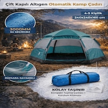 Sylar 4-5 Kişilik Çift Kapılı Altıgen Otomatik Kamp Çadırı 240x240x160 Cm Diğer