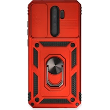 Newface Xiaomi Redmi Note 8 Pro Kılıf Pars Lens Yüzüklü Silikon - Kırmızı
