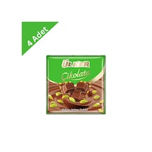 Ülker Antep Fıstıklı Kare Çikolata 65 G X 4 Adet - Bol Fıstıklı Klasik