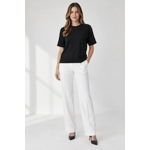 Bihan Store Kadın Triko Yarım Balıkçı Kısa Kol Triko Bluz W27-2719-siyah