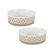 Lattice Collection Evcil Hayvan Kasesi Ve Kutu, Büyük Set, 7,5 X 2,4, Taş, 2 Parça Beyaz - Çok Renkli
