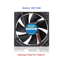 Dc 12v Fan 90x90mm 9025 3200rpm 9x9cm Sessiz 2 Pin Fırçasız Soğutma Kuluçka Ekran