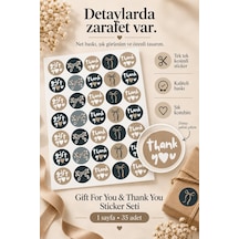 Gift For You & Thank You Sticker Seti 35 Adet 1 Sayfa Yuvarlak Hediye Ve Teşekkür Sticker Paketleme, Butik Sipariş Ve Davetiye Etiketi Çok Renkli