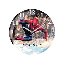 Spider Man Kişiye Özel Örümcek Adam Bombeli Gerçk Cam Duvar Saati Çok Renkli