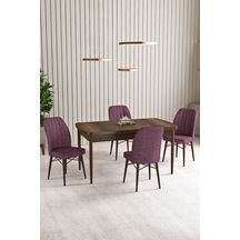 Vale Barok Desen 70 x 114 Açılabilir Mdf Mutfak Masası 4 Sandalye Gül kurusu