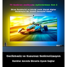 İdragon Tv Sync Rgbıc Ambilight Led Tv Arka Aydınlatma, 3.8 Metre, Mobil Uygulama Ve Kumanda Kontrollü, Müzik Senkronizasyonlu, 55-65 İnç Tv Uyumlu Dx23014 Çok Renkli