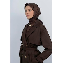Armine Sura Saf İpek Eşarp 9511 - 80 Kahverengi Soyut Desen kahverengi