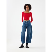 Barrel Regular Fit Kadın Pantolon Denim