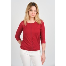 Sistas Kadın Omuz Ve Kolları Tül Detaylı Beli Lastikli Truvakar Kol Bluz 23321 Bordo Bordo