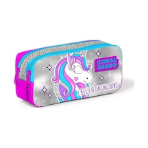 Coral High Kids Pembe Gümüş Simli Kumaşlı Unicornlu İki Bölmeli K