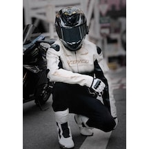Ebakbak Motosiklet Montu 4 Mevsim Sport Racing Mont Pu Leather Siyah-altın