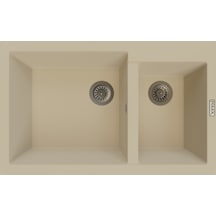 Polex Cristalüx Granit Evye P-1.75 Bej 1.5 Gözlü Tezgah Altı Ve Tezgah Üstü Mutfak Evyesi 81x50.5 CM