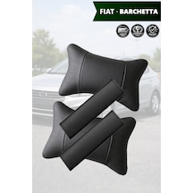 Fiat Barchetta Uyumlu Lüks Set Deri Yastık Siyah Deri Kemer Koruyucu