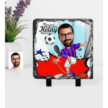 Kişiye Özel Bay Futbolcu Bordo Mavi Karikatürlü Dekoratif Doğal T