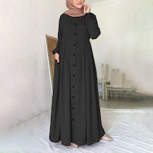 Barbora Günlük Yazlık Tam Boy Tesettür Kadın Elbise Bt391Siyah