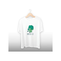 Brocco Lee Detaylı Unisex Tişört Beyaz