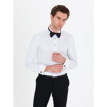 Cacharel Beyaz Slim Fit Smokin Gömlek