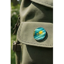 Kazakistan Kazakhstan Abstract Ülke Bayraklı Buton Rozet - 44 MM 5 Adet Çok Renkli