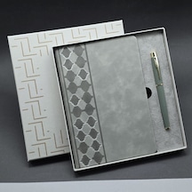 Kutulu Gri Defter Ve Metal Kalem Seti Çok Renkli