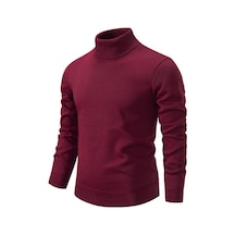 Inter Balıkçı Yaka Kalın Erkek Kazak Rahat Kaplumbağa Boyun Düz Renk Kaliteli Sıcak Ince Balıkçı Yaka Kazak Kazak Erkek Şarap Kırmızısı Bordo