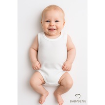 Babyden's Bebek Atlet Zıbın %100 Pamuklu Yazlık Body Bebek İç Giyim Çıtçıtlı Badi Kolsuz Unisex Beyaz