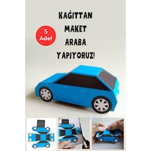 Kağıttan Maket Araba Yapıyoruz Şablonu, 5 Adet A4 Boyutta Kalın Ve Sert Kağıt.