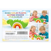 Renkli Plastik Dinozor Blok Oyuncak Montessori Eğitici 5 Parça Zeka Geliştirici Oyuncak