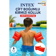 Mainshop Intex Çift Boğumlu Kırmızı Çocuk Deniz Kolluğu Havuz Kolluk Seti 25x17 Cm 6-12 Yaş M-59642