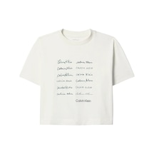 Calvin Klein Ss Cropped Boxy Grap, Yas, Xxs Krem Kadın T-shirt
