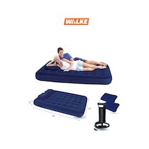 Walke Double Çift Kişilik Şişme Yatak Seti (2 Yastık + Pompa Dahil) 191x137x22 CM - 2200 Lacivert