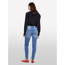 Sisley Streç Pamuklu Taş Yıkama Yüksel Bel Slim Fit Pantolon Kadın Buz Mavisi Denim Pantolon - 325p47kzle044 Haki