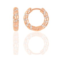 Gümüş Rose Zirkon Taşlı Halka Küpe N11.48487