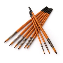 Hallow 12 Adet Profesyonel Sanatçı Boya Fırçaları Set Yuvarlak turuncu