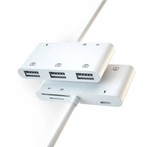 Coofbe Lightning TF SD Kart Okuyucu 3 USB Kamera Klavye ve Mouse Adaptör