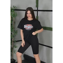 De'charme Unisex Baskılı Oversize T-shirt - Siyah