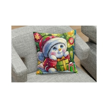 Owl Bag Yılbaşıyeni Yıl Serisi Sevimli Kardan Adam Desenli Tasarım Kare B0ş Yastık Kılıfı Çok Renkli