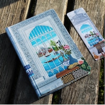 Boğazı Seyretmek El Yapımı Ciltli Defter Telifli Sanat Eseri Minyatürlü Kapak Açık Mavi