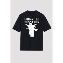 Adrift Echo And The Bunnymen Siyah Unisex Oversize Tişört T-shirt Siyah