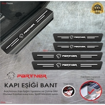 Peugeot Partner Logolu Karbon Kapı Eşiği Koruyucu Suni Deri 4'lü Set