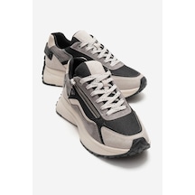 Luvishoes Rocca Buz Siyah Fermuar Detaylı Kadın Sneaker Buz Mavi - Siyah