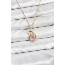 316l Çelik Zincir Gold Renk Pembe Kuğu Model Zirkon Taşlı Kadın Kolye Karışık Renk